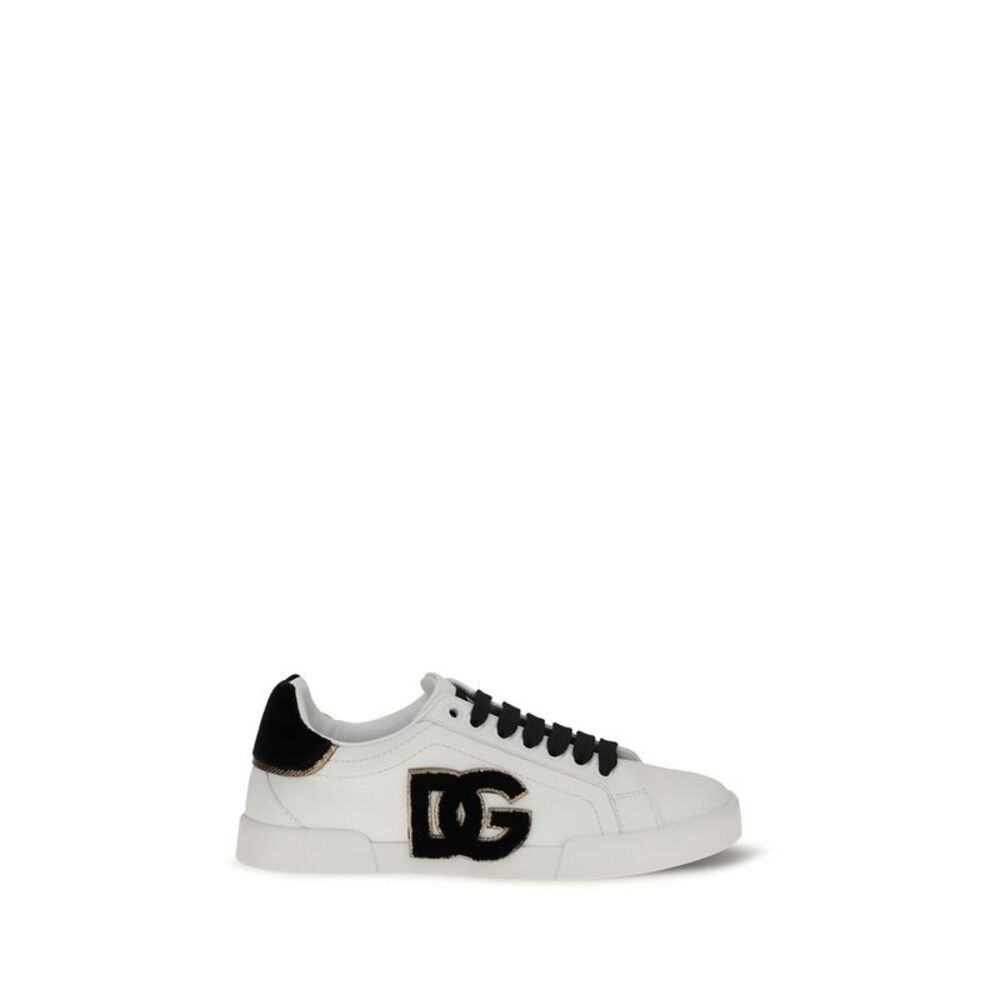 Dolce & Gabbana White Calf Leather Bos Taurus Low Top Women's Sneakers